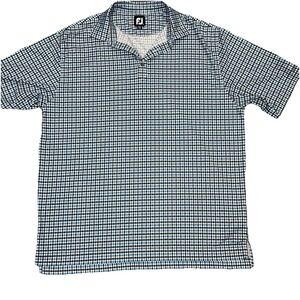 Footjoy Polo Shirt Men's‎ XL Plaid Blue Short Sleeve Golf Geometric Hunter Ranch